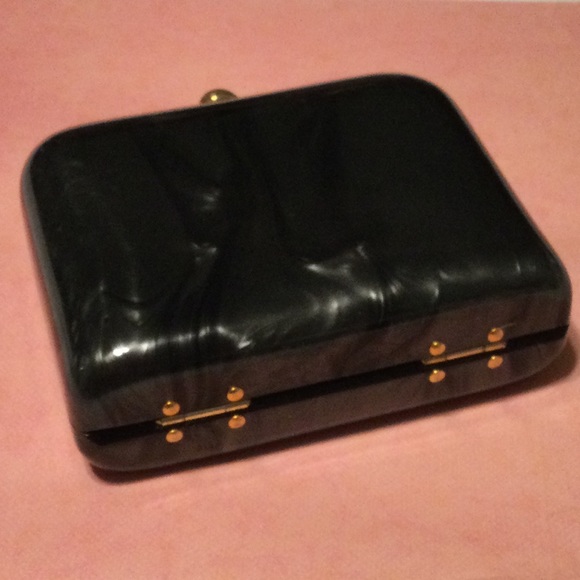 Lucite Pearlized Dark Gray Purse Bag - Picture 4 of 7